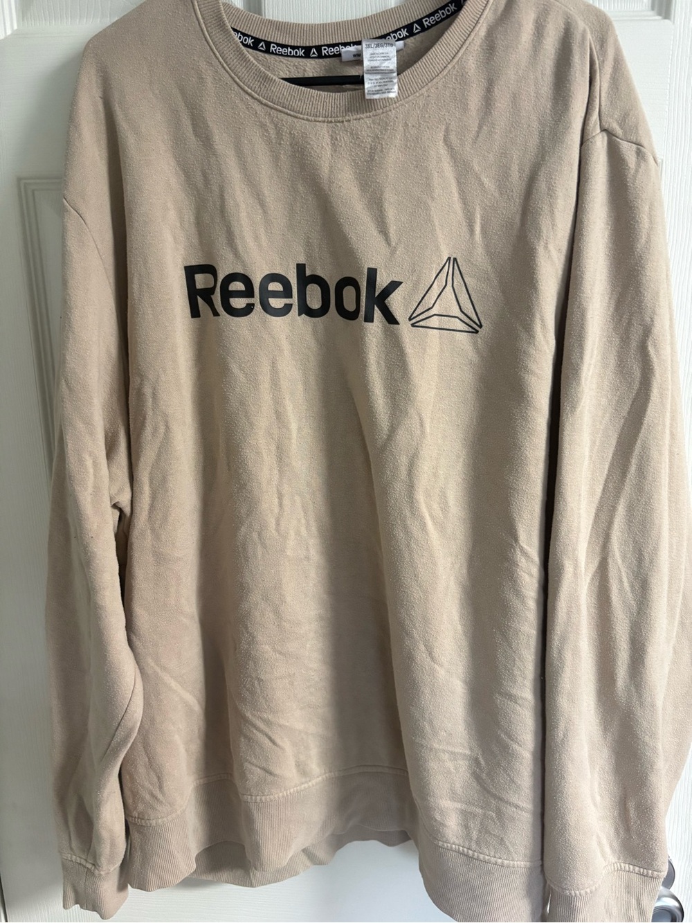 Reebok Men's Tan Crewneck Sweatshirt with Black Logo